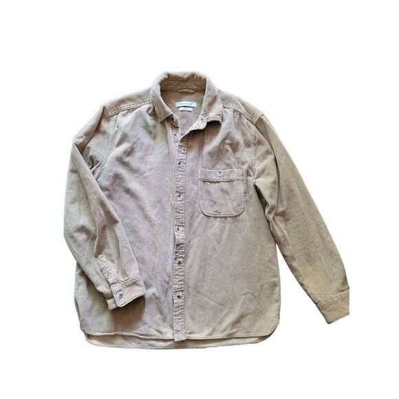 Urban Outfitters Shirt Men's Medium Tan Corduroy Button Down Custom Painted - Picture 2 of 5